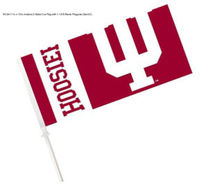 NCAA 11 in. x 18 in. Indiana 2-Sided Car Flag with 1-1/2 ft. Plastic Flagpole (Set of 2)
