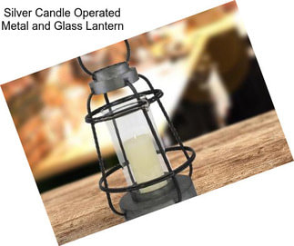 Silver Candle Operated Metal and Glass Lantern