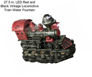 27.5 in. LED Red and Black Vintage Locomotive Train Water Fountain