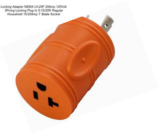 Locking Adapter NEMA L5-20P 20Amp 125Volt 3Prong Locking Plug to 5-15/20R Regular Household 15/20Amp T Blade Socket