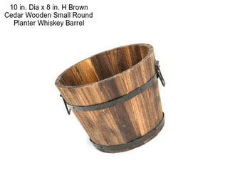 10 in. Dia x 8 in. H Brown Cedar Wooden Small Round Planter Whiskey Barrel