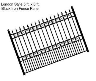 London Style 5 ft. x 8 ft. Black Iron Fence Panel