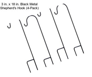 3 in. x 18 in. Black Metal Shepherd\'s Hook (4-Pack)