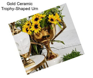 Gold Ceramic Trophy-Shaped Urn