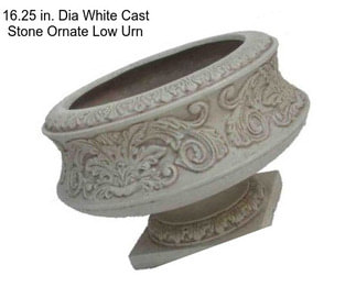 16.25 in. Dia White Cast Stone Ornate Low Urn