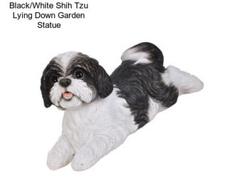 Black/White Shih Tzu Lying Down Garden Statue