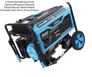 7,750/6,250-Watt Dual Fuel Gasoline/Propane Powered Electric/Recoil Start Portable Generator with 420 cc Ducar Engine