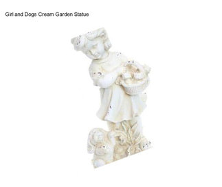 Girl and Dogs Cream Garden Statue