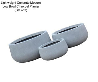 Lightweight Concrete Modern Low Bowl Charcoal Planter (Set of 3)