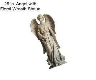 26 in. Angel with Floral Wreath Statue