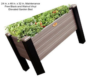 24 in. x 48 in. x 32 in. Maintenance Free Black and Walnut Vinyl Elevated Garden Bed