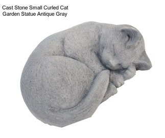 Cast Stone Small Curled Cat Garden Statue Antique Gray