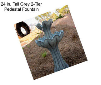 24 in. Tall Grey 2-Tier Pedestal Fountain