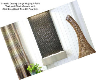 Classic Quarry Large Nojoqui Falls Textured Black Granite with Stainless Steel Trim Kit Fountain