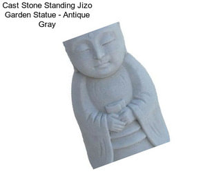 Cast Stone Standing Jizo Garden Statue - Antique Gray