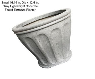 Small 16.14 in. Dia x 12.6 in. Gray Lightweight Concrete Fluted Terrazzo Planter