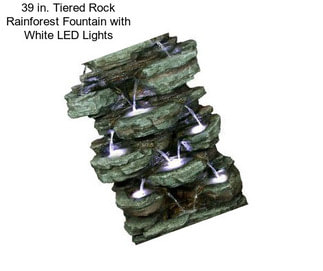 39 in. Tiered Rock Rainforest Fountain with White LED Lights