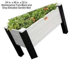 24 in. x 48 in. x 32 in. Maintenance Free Black and Gray Elevated Garden Bed