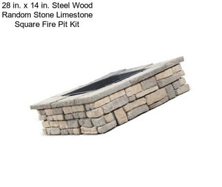28 in. x 14 in. Steel Wood Random Stone Limestone Square Fire Pit Kit