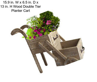 15.9 in. W x 6.5 in. D x 13 in. H Wood Double Tier Planter Cart