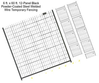 6 ft. x 60 ft. 12-Panel Black Powder-Coated Steel Welded Wire Temporary Fencing