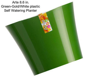 Arte 8.6 in. Green-Gold/White plastic Self Watering Planter
