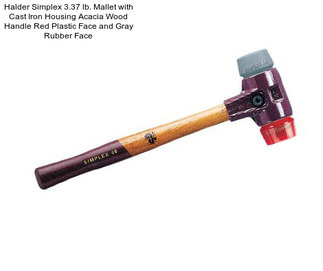 Halder Simplex 3.37 lb. Mallet with Cast Iron Housing Acacia Wood Handle Red Plastic Face and Gray Rubber Face