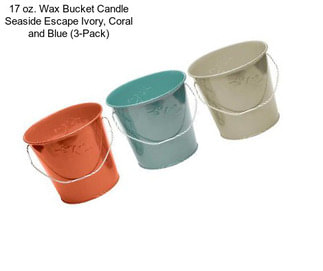 17 oz. Wax Bucket Candle Seaside Escape Ivory, Coral and Blue (3-Pack)
