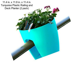 11.4 in. x 11.8 in. x 11.4 in. Turquoise Plastic Railing and Deck Planter (2 pack)