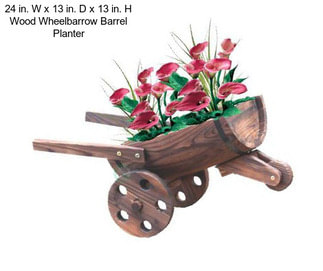 24 in. W x 13 in. D x 13 in. H Wood Wheelbarrow Barrel Planter