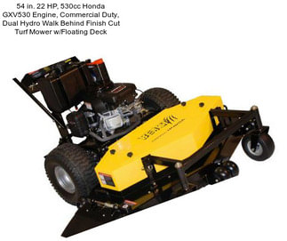 54 in. 22 HP, 530cc Honda GXV530 Engine, Commercial Duty, Dual Hydro Walk Behind Finish Cut Turf Mower w/Floating Deck