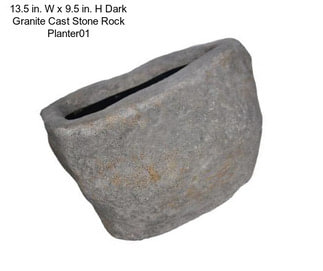 13.5 in. W x 9.5 in. H Dark Granite Cast Stone Rock Planter01