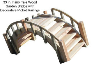 33 in. Fairy Tale Wood Garden Bridge with Decorative Picket Railings