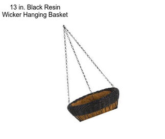 13 in. Black Resin Wicker Hanging Basket