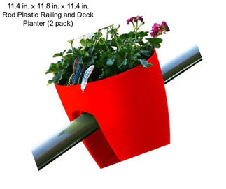 11.4 in. x 11.8 in. x 11.4 in. Red Plastic Railing and Deck Planter (2 pack)