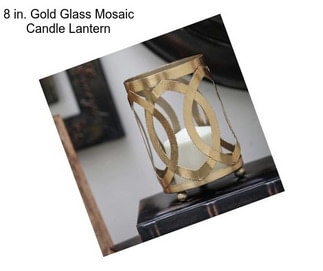 8 in. Gold Glass Mosaic Candle Lantern