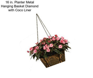 16 in. Planter Metal Hanging Basket Diamond with Coco Liner