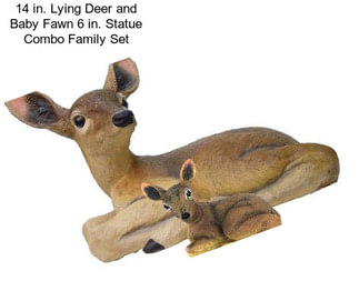 14 in. Lying Deer and Baby Fawn 6 in. Statue Combo Family Set
