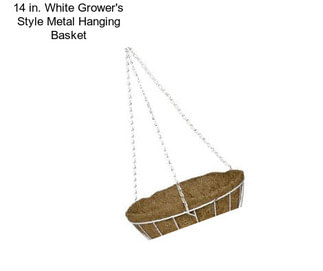 14 in. White Grower\'s Style Metal Hanging Basket