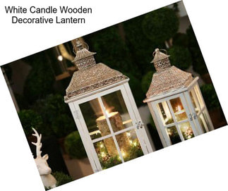 White Candle Wooden Decorative Lantern