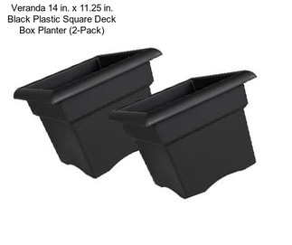 Veranda 14 in. x 11.25 in. Black Plastic Square Deck Box Planter (2-Pack)