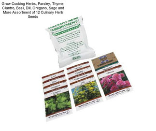Grow Cooking Herbs, Parsley, Thyme, Cilantro, Basil, Dill, Oregano, Sage and More Assortment of 12 Culinary Herb Seeds