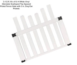 3-1/2 ft. W x 4 ft. H White Vinyl Glendale Scalloped Top Spaced Picket Fence Gate with 3 in. Dog Ear Pickets