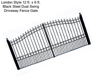 London Style 12 ft. x 6 ft. Black Steel Dual Swing Driveway Fence Gate