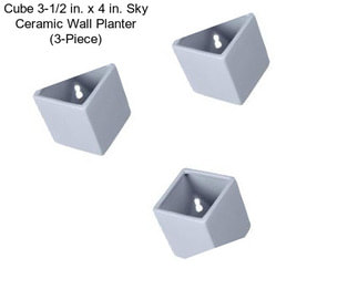 Cube 3-1/2 in. x 4 in. Sky Ceramic Wall Planter (3-Piece)