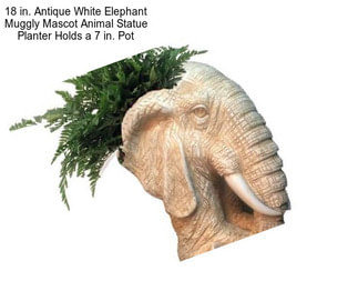 18 in. Antique White Elephant Muggly Mascot Animal Statue Planter Holds a 7 in. Pot