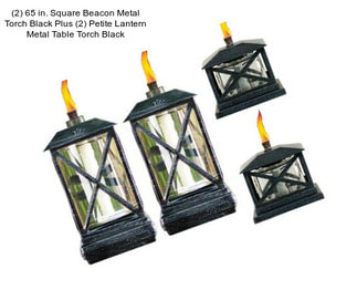(2) 65 in. Square Beacon Metal Torch Black Plus (2) Petite Lantern Metal Table Torch Black