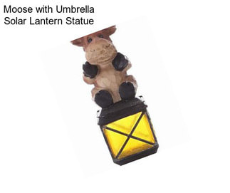 Moose with Umbrella Solar Lantern Statue