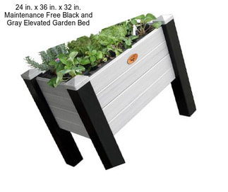 24 in. x 36 in. x 32 in. Maintenance Free Black and Gray Elevated Garden Bed