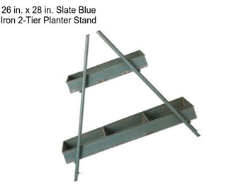 26 in. x 28 in. Slate Blue Iron 2-Tier Planter Stand